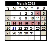 District School Academic Calendar for Matagorda Co Alter for March 2022