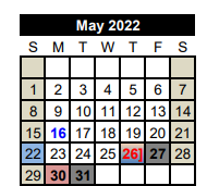 District School Academic Calendar for Van Vleck Elementary for May 2022