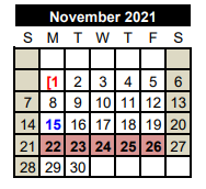 District School Academic Calendar for Matagorda Co Alter for November 2021