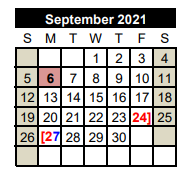 District School Academic Calendar for Matagorda Co Alter for September 2021