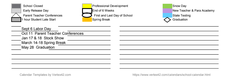 District School Academic Calendar Key for Vernon High School