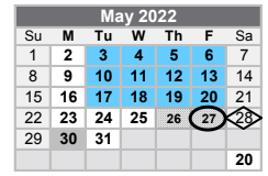 District School Academic Calendar for T G Mccord Elementary for May 2022