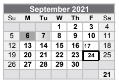 District School Academic Calendar for Central Elementary for September 2021