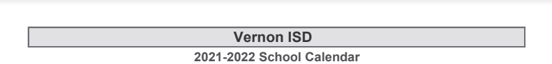 District School Academic Calendar for Vernon High School