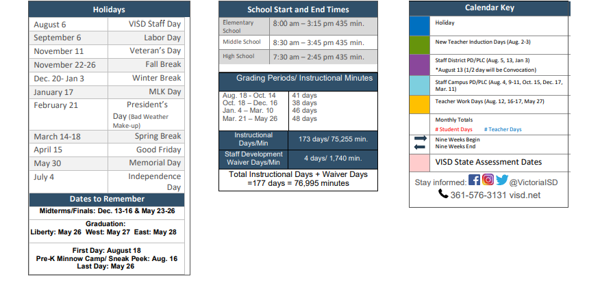 District School Academic Calendar Key for Homebound