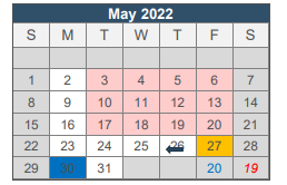 District School Academic Calendar for Homebound for May 2022