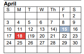District School Academic Calendar for Vidor El for April 2022