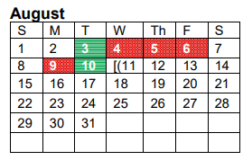 District School Academic Calendar for Vidor Middle for August 2021