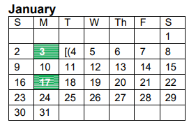 District School Academic Calendar for Vidor J H for January 2022