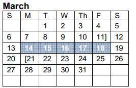 District School Academic Calendar for Vidor J H for March 2022