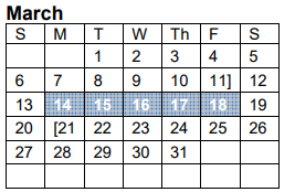 District School Academic Calendar for Vidor Middle for March 2022