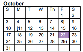 District School Academic Calendar for Oak Forest Elementary for October 2021