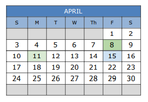 District School Academic Calendar for Challenge Academy for April 2022