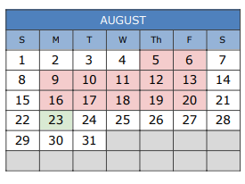 District School Academic Calendar for Challenge Academy for August 2021