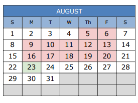 District School Academic Calendar for Mountainview Elementary School for August 2021