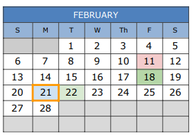 District School Academic Calendar for Lake Waco Montessori Magnet for February 2022