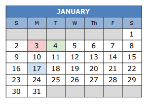 District School Academic Calendar for Challenge Academy for January 2022