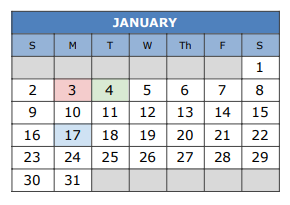 District School Academic Calendar for Doris Miller Elementary for January 2022