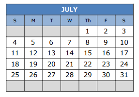 District School Academic Calendar for Lake Air Middle for July 2021