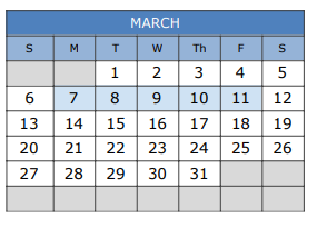 District School Academic Calendar for Trinity Lutheran Sch for March 2022
