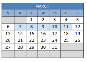 District School Academic Calendar for Challenge Academy for March 2022