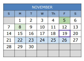 District School Academic Calendar for Waco High School for November 2021