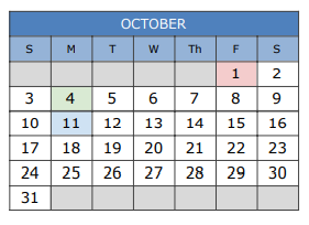 District School Academic Calendar for Challenge Academy for October 2021