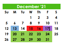 District School Academic Calendar for Special Ed Campus for December 2021