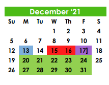 District School Academic Calendar for Wall Middle for December 2021