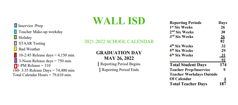 District School Academic Calendar Key for C B P