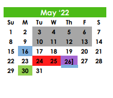 District School Academic Calendar for Wall Ppcd for May 2022