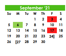 District School Academic Calendar for Fairview Accelerated for September 2021