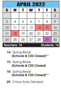 District School Academic Calendar for Old Forge Elementary for April 2022