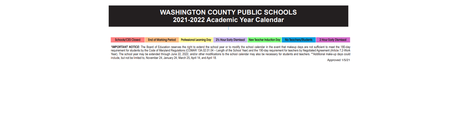 District School Academic Calendar Key for Eastern Elementary