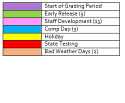 District School Academic Calendar Legend for Waskom High School