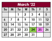 District School Academic Calendar for Waskom Middle for March 2022