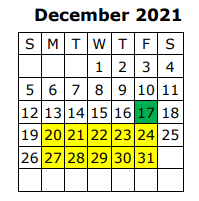 District School Academic Calendar for New Sixth Grade Campus for December 2021