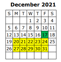 District School Academic Calendar for Waxahachie Junior High for December 2021