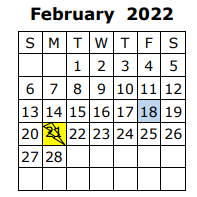 District School Academic Calendar for New Junior High for February 2022