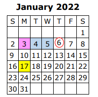 District School Academic Calendar for Waxahachie Ninth Grade Academy for January 2022