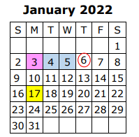 District School Academic Calendar for Dunaway Elementary for January 2022