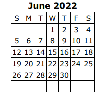 District School Academic Calendar for Wilemon Ln Center for June 2022