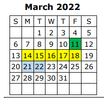 District School Academic Calendar for Waxahachie High School for March 2022