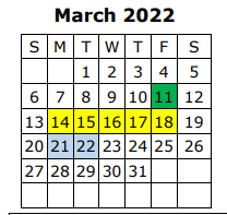 District School Academic Calendar for Waxahachie Global High School for March 2022