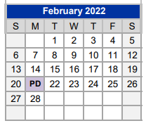 District School Academic Calendar for Crockett Elementary for February 2022