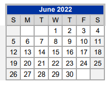 District School Academic Calendar for Austin Elementary for June 2022