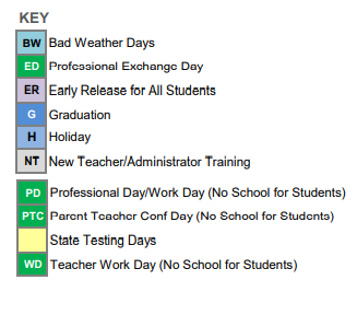 District School Academic Calendar Legend for Tison Middle School