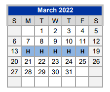 District School Academic Calendar for Austin Elementary for March 2022