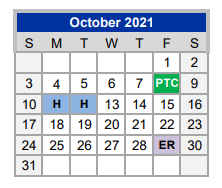 District School Academic Calendar for Crockett Elementary for October 2021