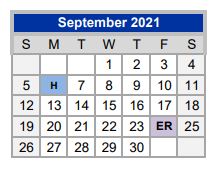 District School Academic Calendar for Hall Middle School for September 2021